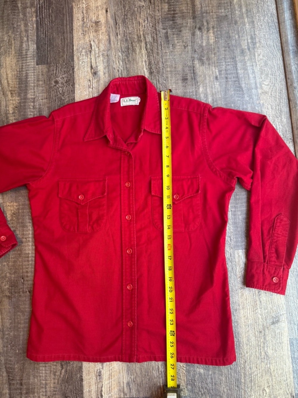 L.L. Bean Red Flannel Shirt Womens L 14 Long Sleeve Button Down Soft - Picture 4 of 8